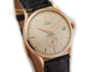 Vintage Universal Geneve Automatic 18ct Pink Gold Watch-2