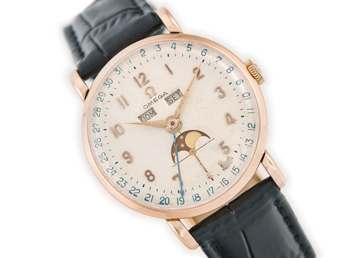 Omega cosmic moonphase triple clearance calendar gold