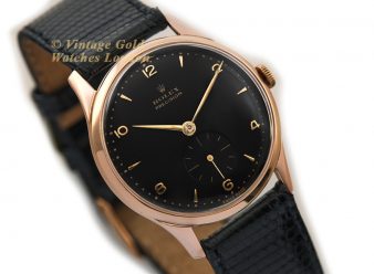 R1377 Rolex Precision Black Dial 9ct Pink Gold 2 WM