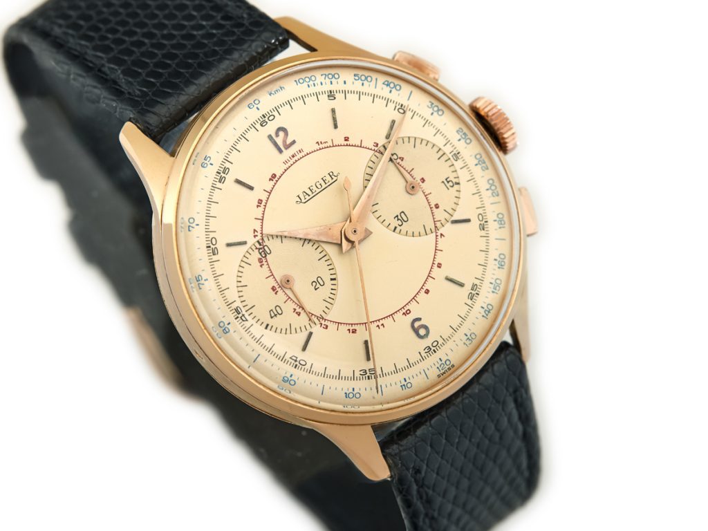 Jaeger LeCoultre Chronograph Cal 285 18ct Pink Gold 1955 Vintage Gold Watches